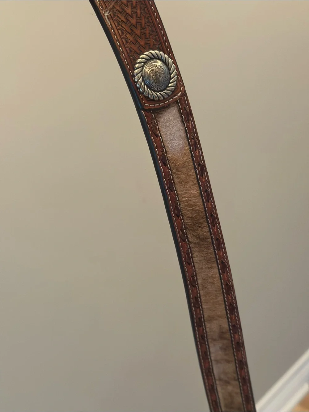 Men's Nocona Genunine Leather Calf Hair Belt size 38